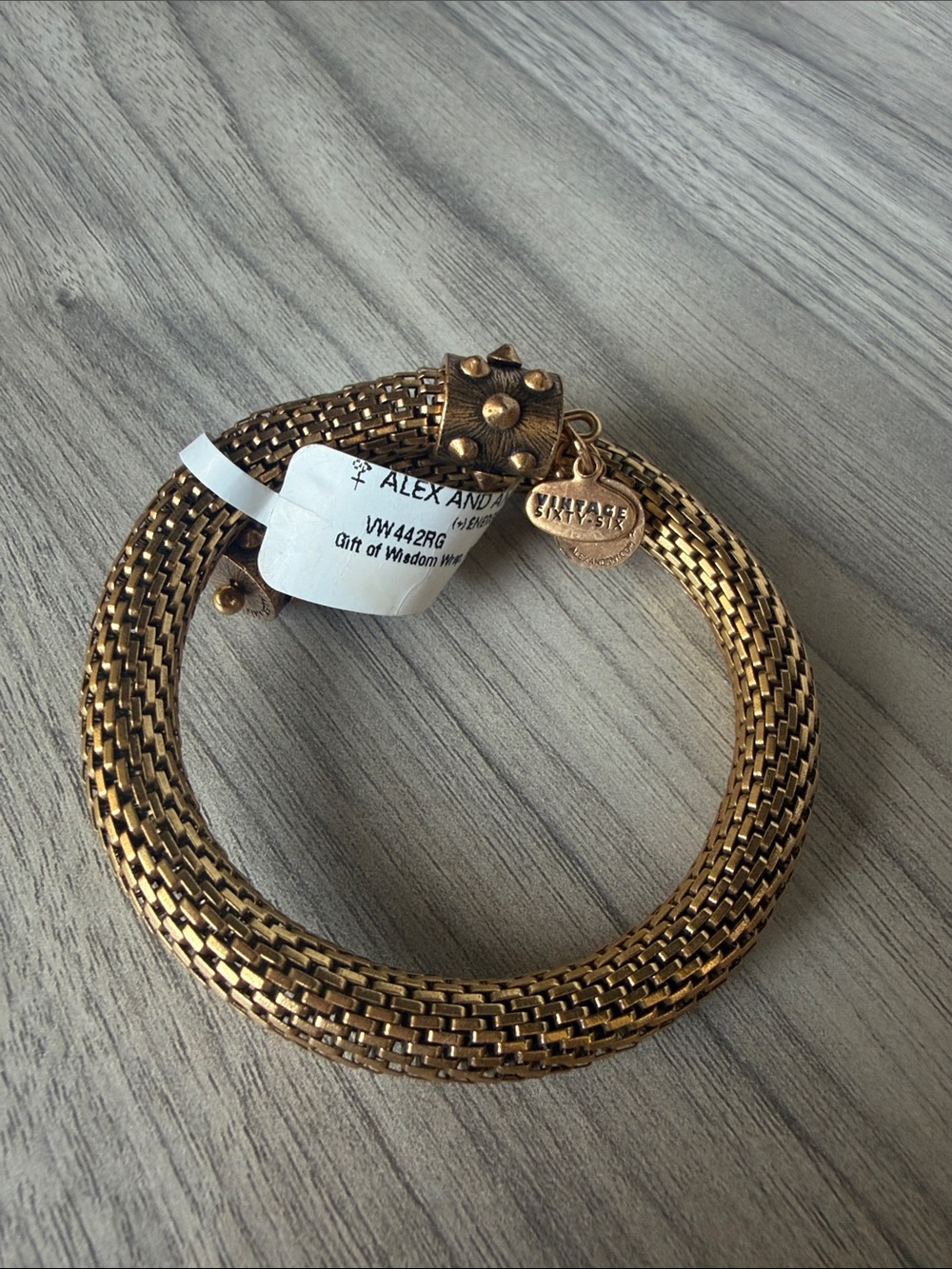 Alex and Ani Gold Braided Woven Bangle Bracelet with Charm